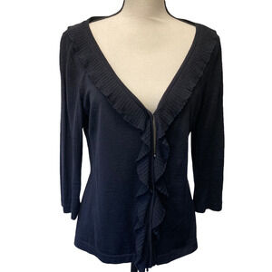 st. john wool blend  ruffle knit sweater